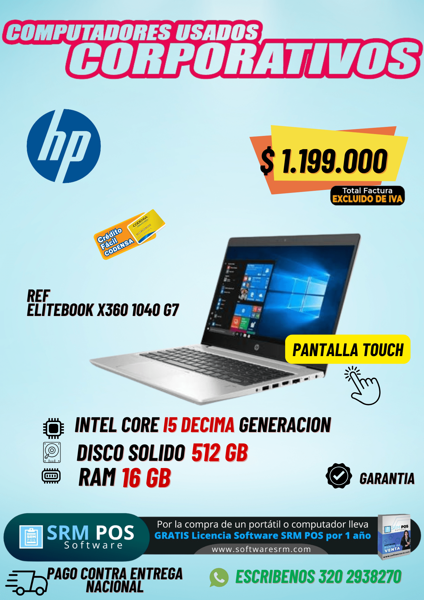 HP EliteBook X360 1040 G7  TOUCH sado | i5 10ª Gen, 16GB, 512GB SSD